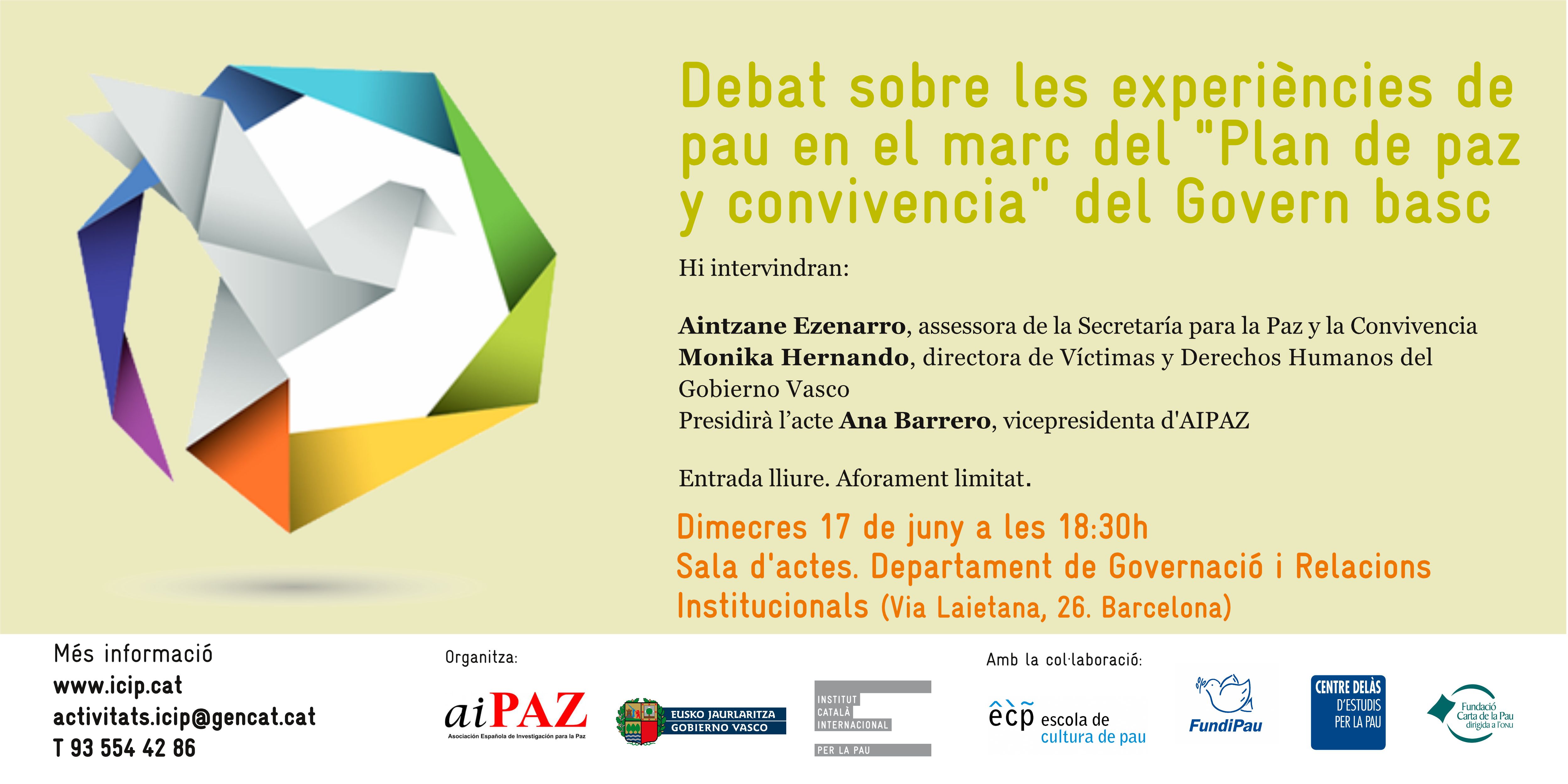 Debate sobre las experiencias de paz en el marco de plan de paz y convivencia del gobierno vasco