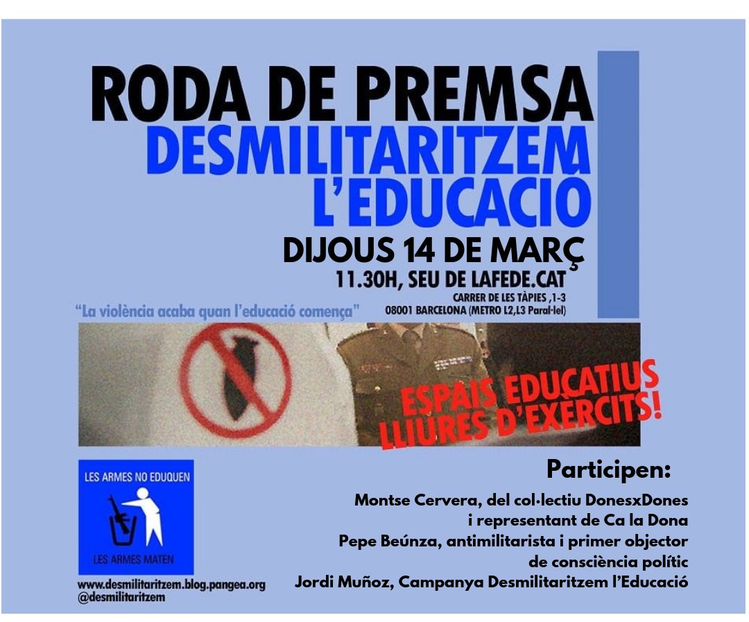 20190314 RdP DesmilitaritzemLEducacio SaloEnsenyament