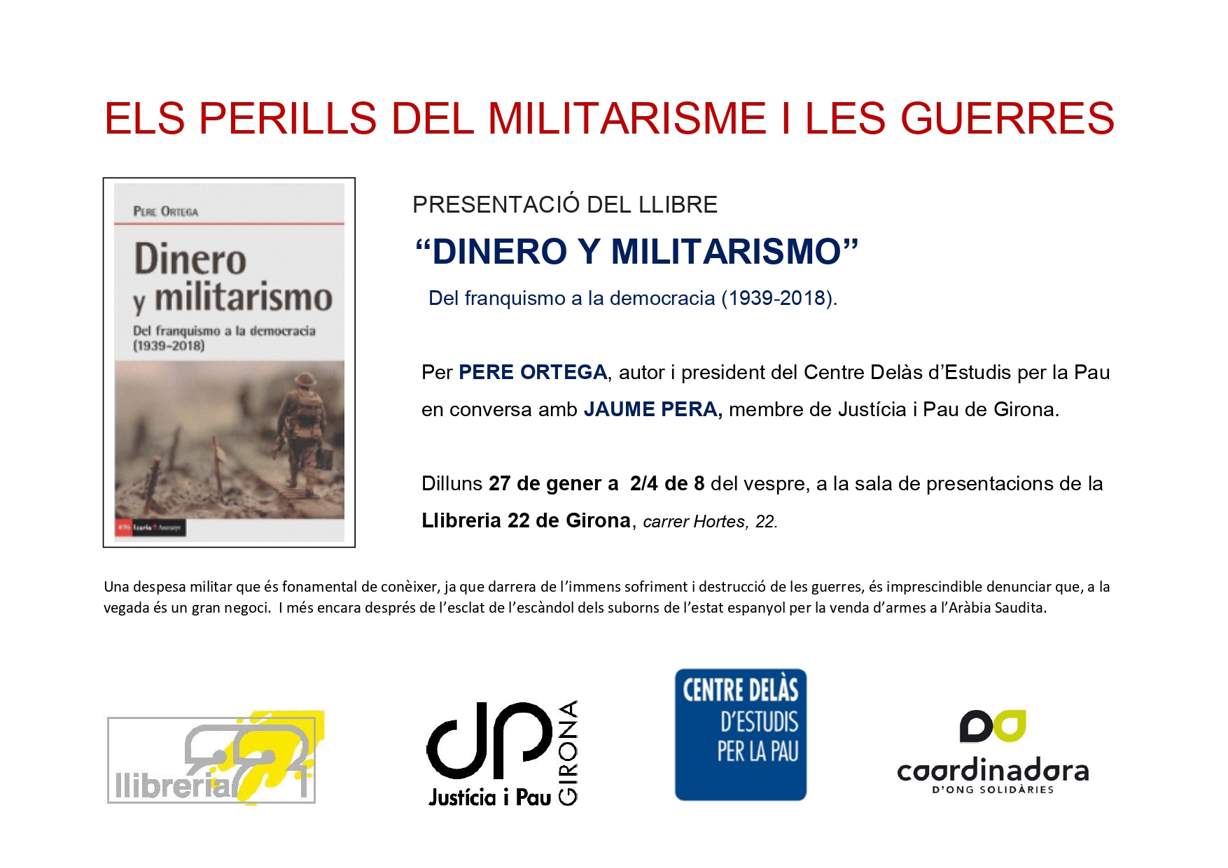 20200127 Presentacio Llibre DineroYMilitarismo Girona POrtega